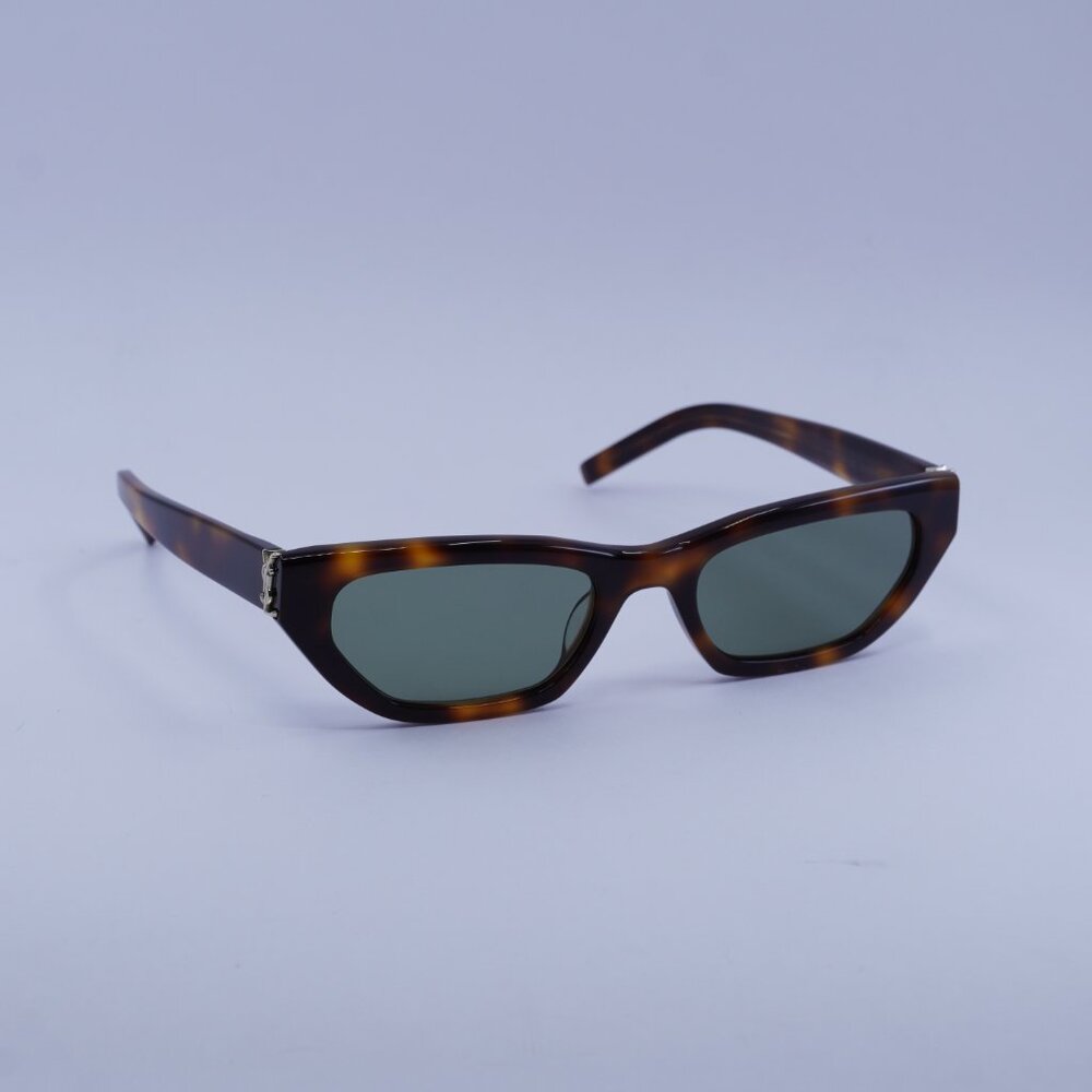 Saint Laurent SLM126 003 Sunglasses Havana Cat Eye Frame, Green Lenses - Picture 7 of 11